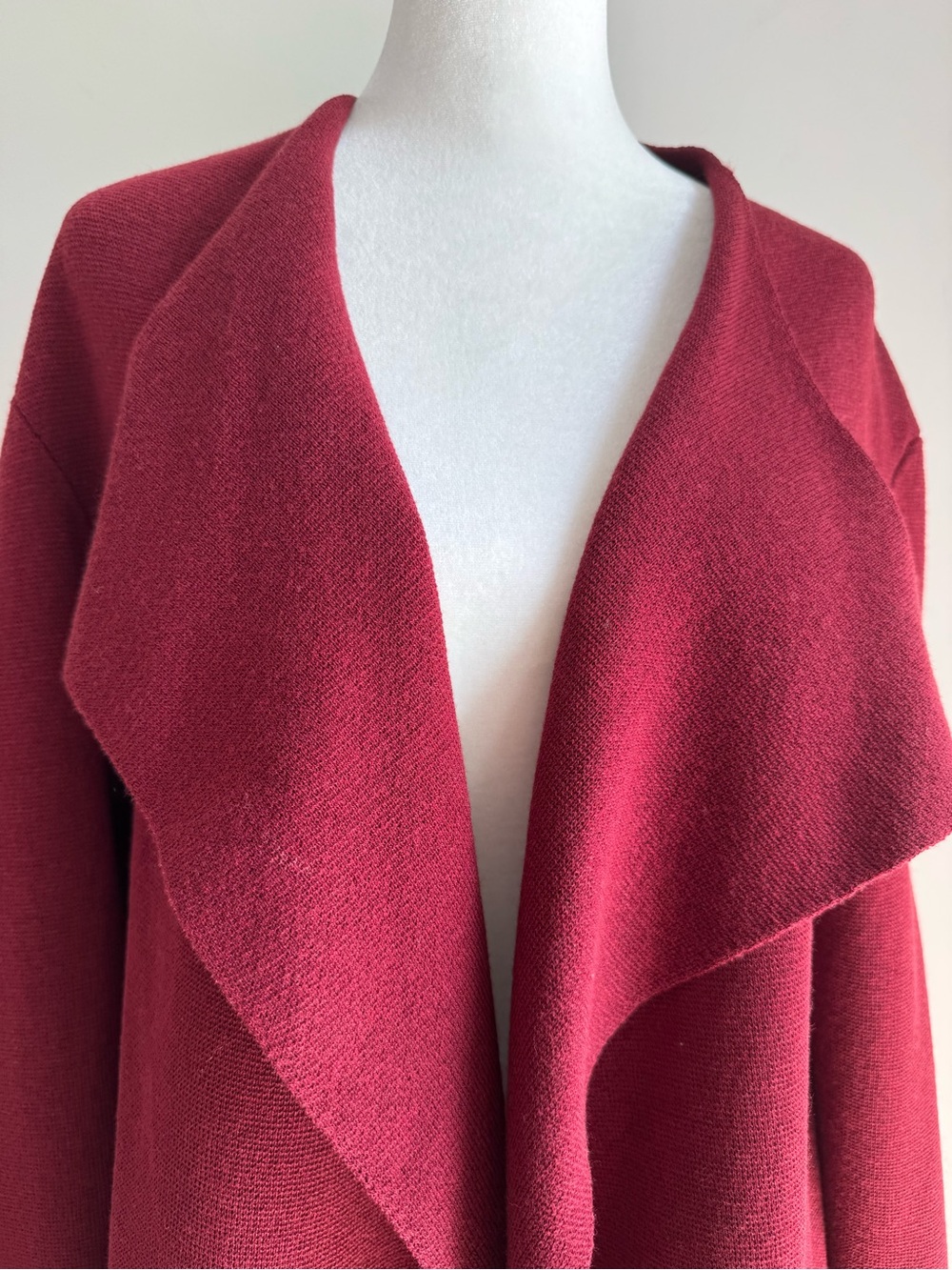 Eileen Fisher 100% Wool Italian Yarn Open Burgundy Cardigan Size 1X - Picture 2 of 8